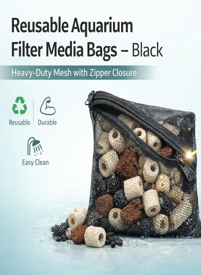 VAYINATO 2 Pcs (3 to 5 kg) Reusable Aquarium Filter Media Net Bags - Large Size Heavy-Duty Black Mesh with Strong Zipper | Washable & Reusable | for Freshwater & Saltwater Fish Tanks - Image 2