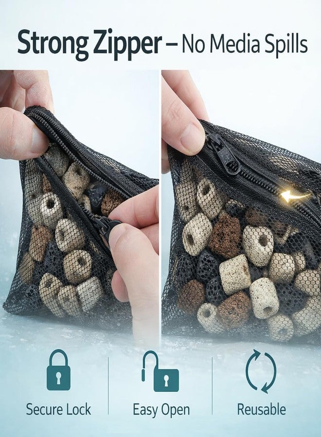 VAYINATO 2 Pcs (3 to 5 kg) Reusable Aquarium Filter Media Net Bags - Large Size Heavy-Duty Black Mesh with Strong Zipper | Washable & Reusable | for Freshwater & Saltwater Fish Tanks - Image 4