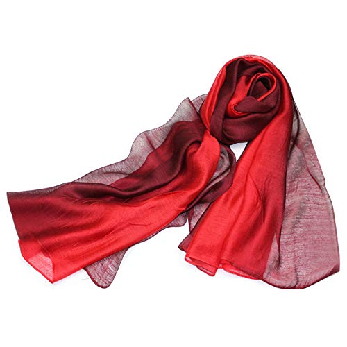 SNUG STAR Cotton Silk Scarf Elegant Soft Wraps Color Shade Scarves for Women (Red) - Image 1