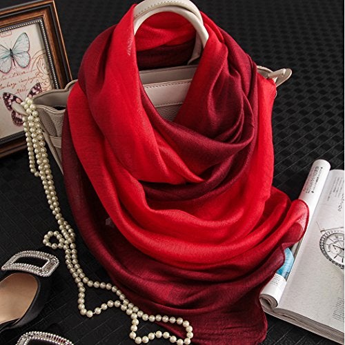 SNUG STAR Cotton Silk Scarf Elegant Soft Wraps Color Shade Scarves for Women (Red) - Image 5