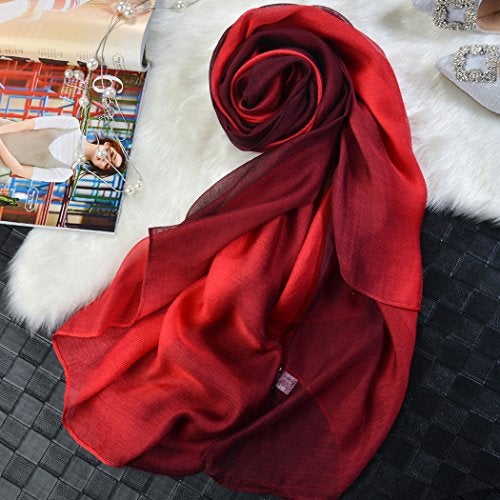 SNUG STAR Cotton Silk Scarf Elegant Soft Wraps Color Shade Scarves for Women (Red) - Image 2