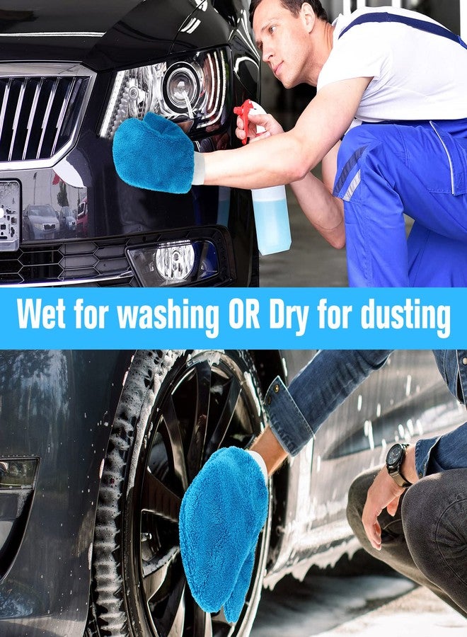 Remerry 6 Pcs Microfiber Mitt with Thumb for Cars Paint Mitt Wash Gloves Terry Weave Mitt Terry Dusting Mitt(Blue) - Image 5