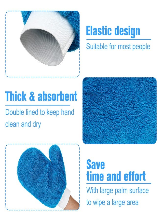 Remerry 6 Pcs Microfiber Mitt with Thumb for Cars Paint Mitt Wash Gloves Terry Weave Mitt Terry Dusting Mitt(Blue) - Image 4