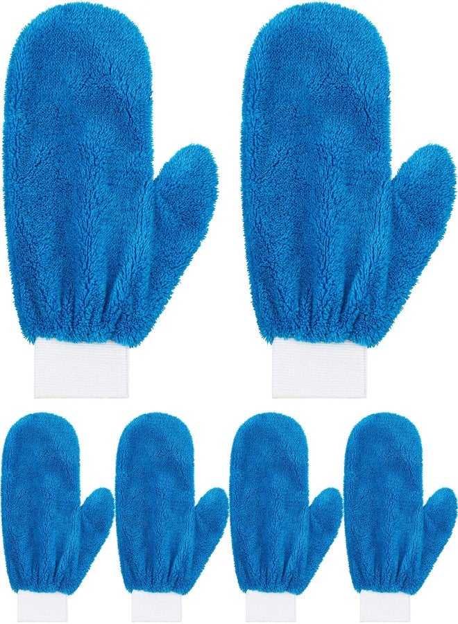 Remerry 6 Pcs Microfiber Mitt with Thumb for Cars Paint Mitt Wash Gloves Terry Weave Mitt Terry Dusting Mitt(Blue) - Image 1