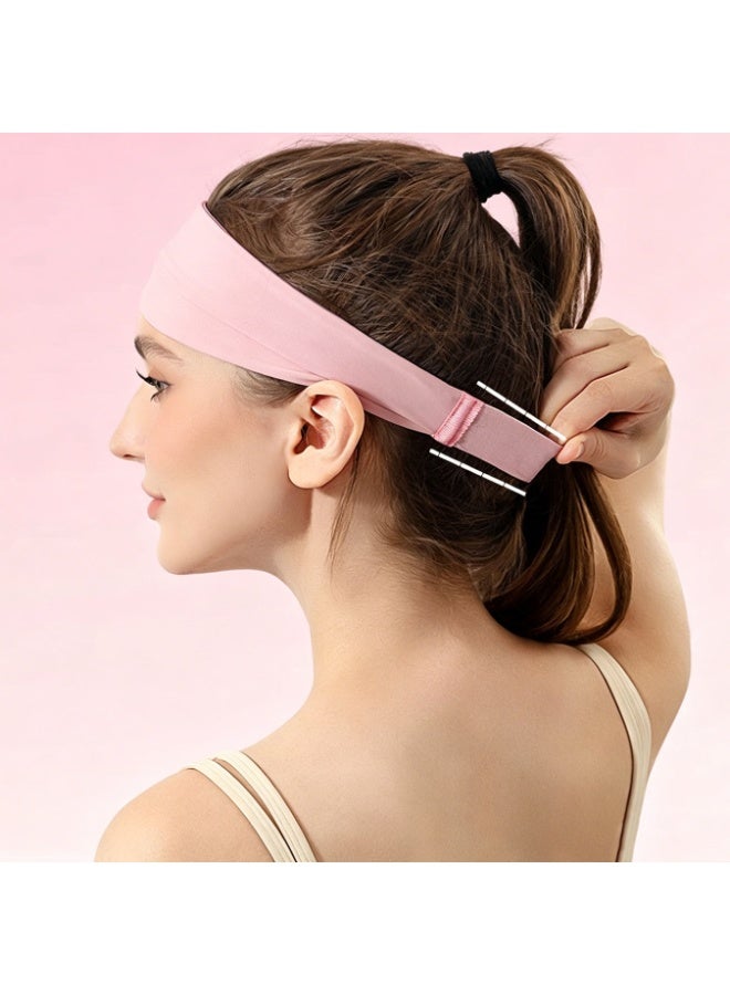 3 Pcs Women’s Wide Sports Sweat Headbands, Non‑Slip High Elastic Moisture Wicking Cooling Workout Sweatbands, Sports Running Sweat Bands for Yoga Running Fitness Travel Working Out, 3‑Color Set (Pink, Dark Blue, Purple) ﻿ - Image 4