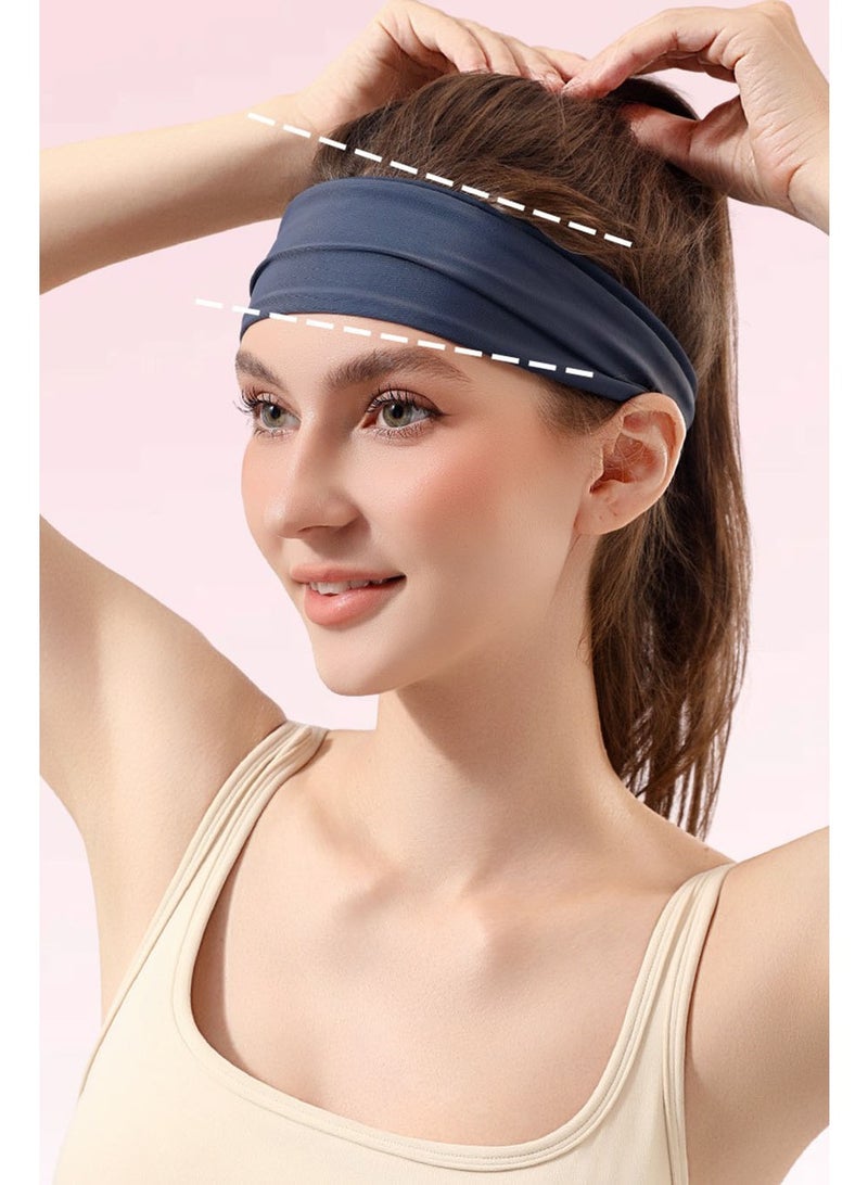 3 Pcs Women’s Wide Sports Sweat Headbands, Non‑Slip High Elastic Moisture Wicking Cooling Workout Sweatbands, Sports Running Sweat Bands for Yoga Running Fitness Travel Working Out, 3‑Color Set (Pink, Dark Blue, Purple) ﻿ - Image 5