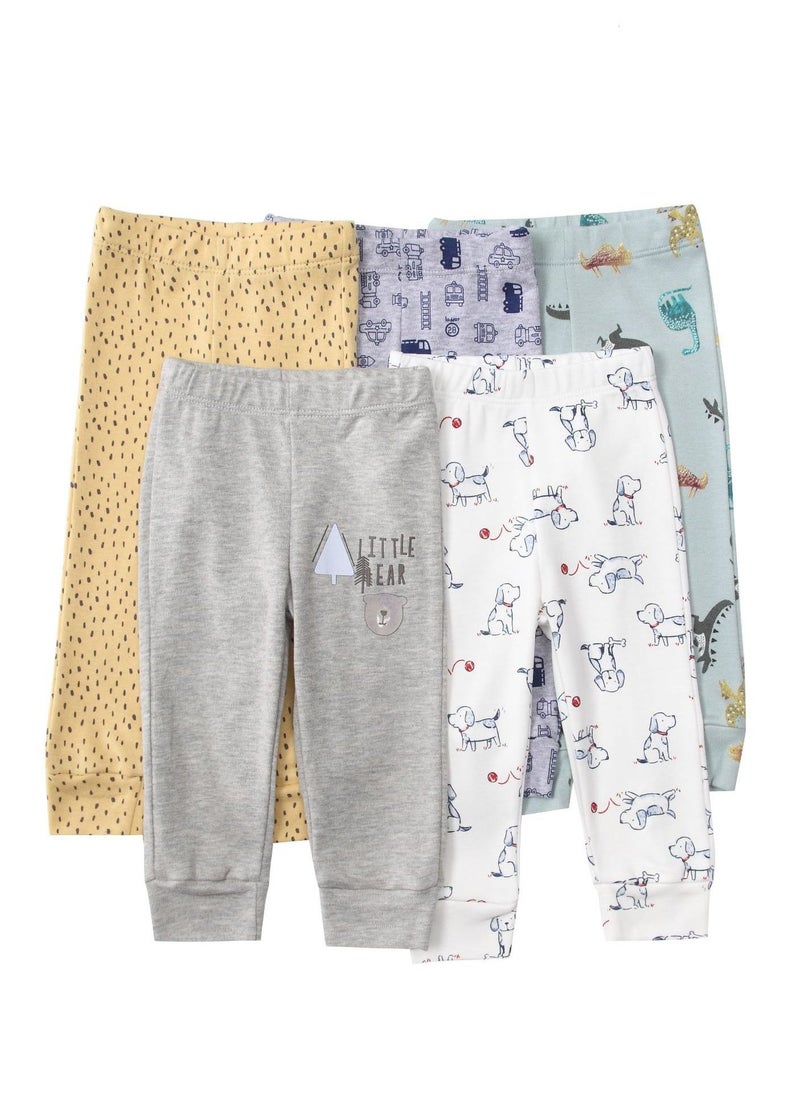 5-Pack Of Elastic Breathable Cotton Trousers For Infants And Young Children - Image 1