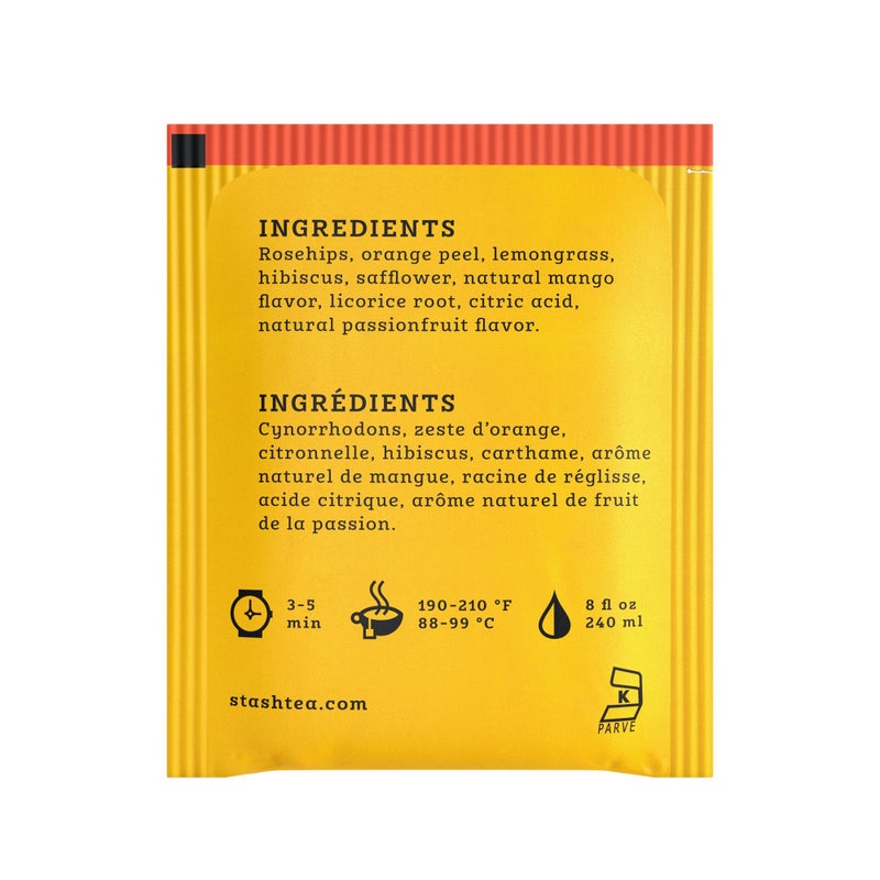 Stash Tea Mango Passionfruit Herbal Tea, 20 Count Box of Tea Bags Individually Wrapped in Foil, Sweet Fruity Caffeine Free Herbal Tisane, Drink Hot or Iced - Image 3
