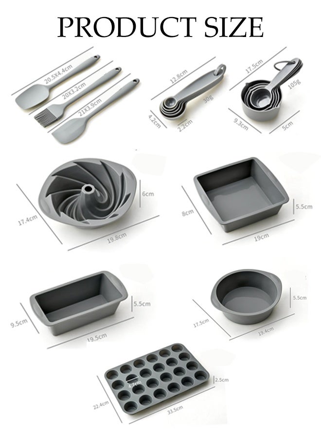 DUNISO 18Pcs Nonstick Silicone Bakeware Set Heat Resistant Bakeware Utensils Mold Tools Kit Easy Release Oven Silicone Pan for Kitchen with Cake Pans  Loaf Pans, Baking Cups, Measuring Cups and Spoons  - Image 4