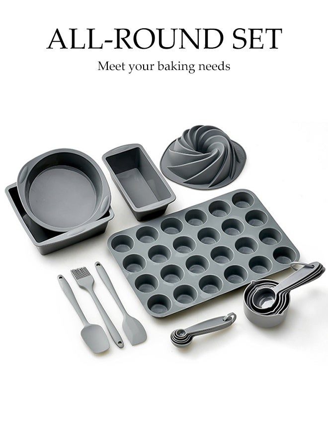 DUNISO 18Pcs Nonstick Silicone Bakeware Set Heat Resistant Bakeware Utensils Mold Tools Kit Easy Release Oven Silicone Pan for Kitchen with Cake Pans  Loaf Pans, Baking Cups, Measuring Cups and Spoons  - Image 2