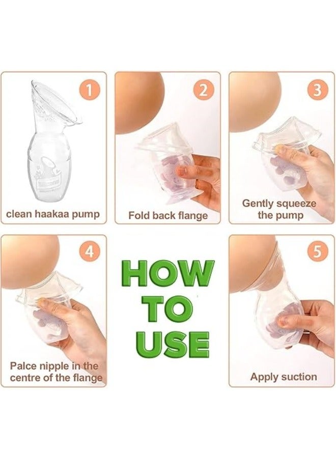 Silicone Breastfeeding Manual Breast Pump Milk Pump 100% Food Grade Silicone BPA PVC and Phthalate Free, Clear - Image 3