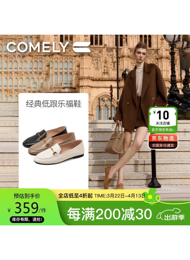 Comely Women's Spring Comfortable Soft Leather Commuting Slip-on Flat Shoes Camel Color Size 38 - Image 1