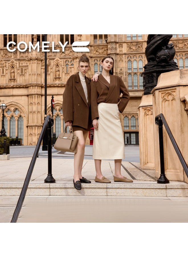 Comely Women's Spring Comfortable Soft Leather Commuting Slip-on Flat Shoes Camel Color Size 38 - Image 3