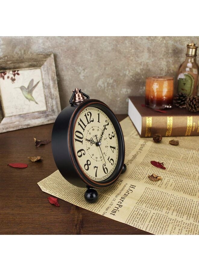 Antique Retro Analog Alarm Clock for Room Decor, Silent Elegant Bedside Desk Table Gift Clock - Image 5