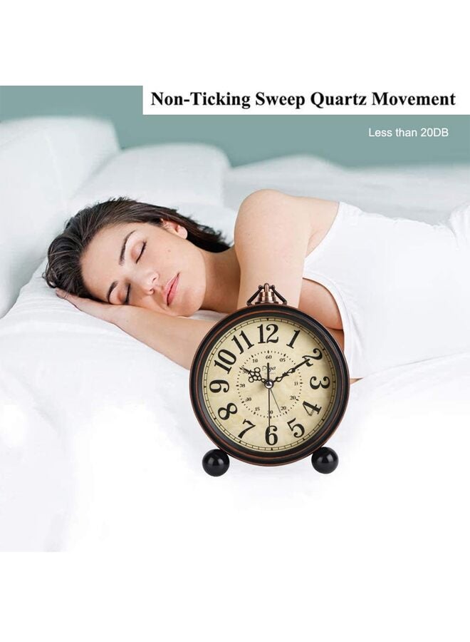 Antique Retro Analog Alarm Clock for Room Decor, Silent Elegant Bedside Desk Table Gift Clock - Image 2