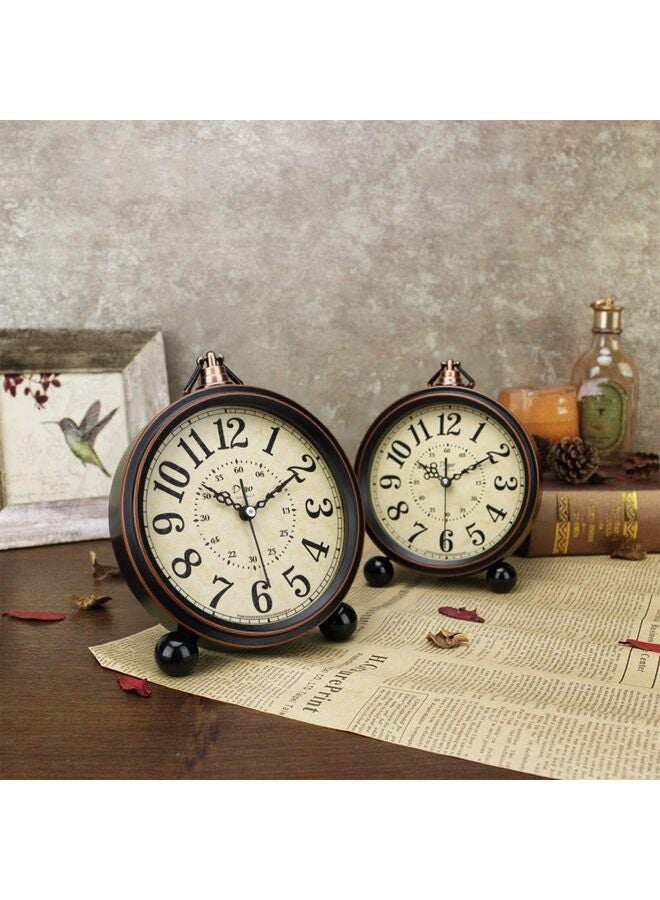 Antique Retro Analog Alarm Clock for Room Decor, Silent Elegant Bedside Desk Table Gift Clock - Image 3