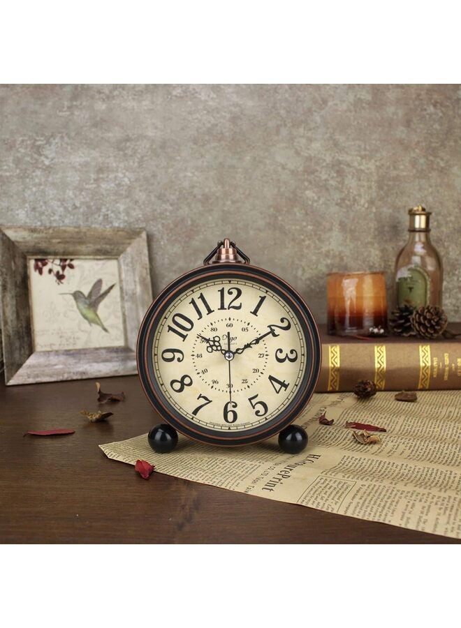 Antique Retro Analog Alarm Clock for Room Decor, Silent Elegant Bedside Desk Table Gift Clock - Image 4