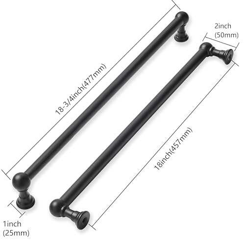 khtumeware 3 Pack Appliance Handle Pull 18 Inch Hole Center Matte Black Cabinet Pulls Heavy Duty Solid Cabinet Handles for cabinets Dressers Kitchens Handles Bathroom cabinets - Image 3