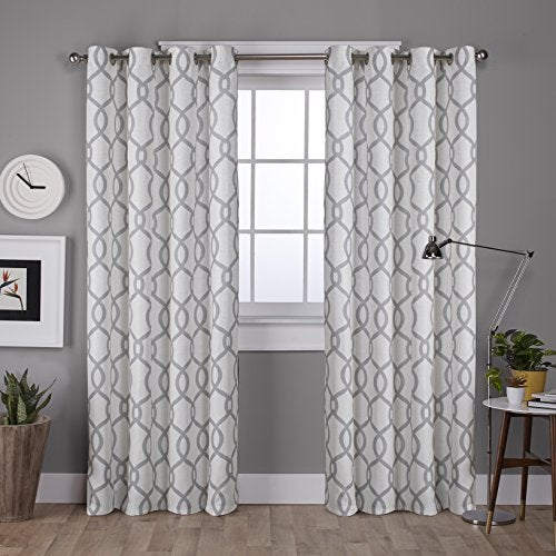 EXCLUSIVE HOME Kochi Light Filtering Linen Blend Grommet Top Curtain Panel Pair, 52x96, Dove Grey - Image 1