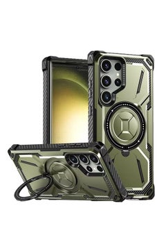 Samsung Galaxy S24 Ultra Case with 360° Rotatable Magnetic Ring Stand, Armor Design Drop Protection, Heavy Duty Protective Built In Kickstand, Support Magnetic Charging