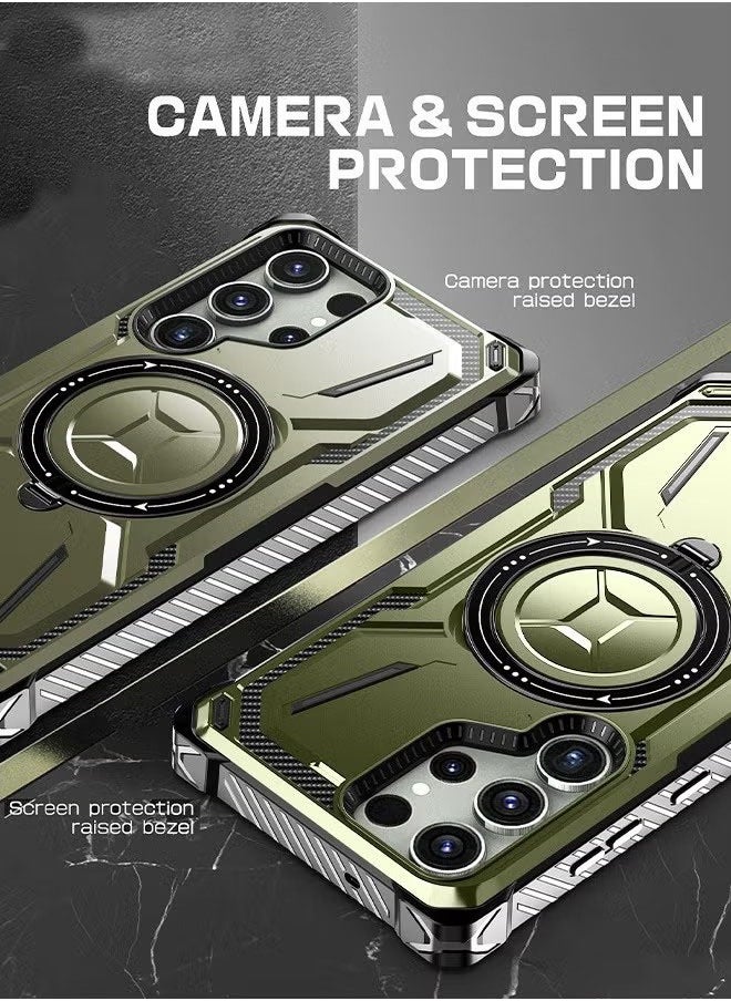 Generic - Samsung Galaxy S24 Ultra Case with 360° Rotatable Magnetic Ring Stand, Armor Design Drop Protection, Heavy Duty Protective Built In Kickstand, Support Magnetic Charging - Image 1