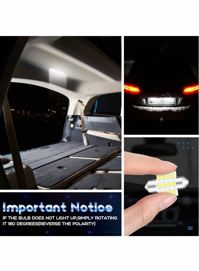 Loquat 24 Pieces Dome Light Bulbs LED Car Bulb Kit Set T10 31 mm 42 mm LED Festoon Bulbs Interior LED Interior Replacement Bulbs for Car Map Door Courtesy(White) - Image 2