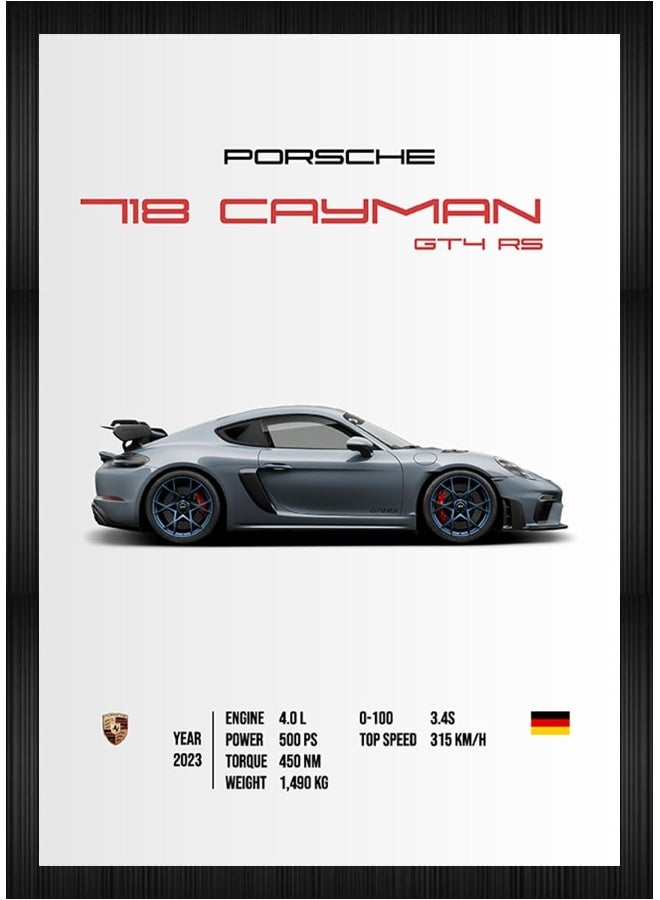 CodersParadise Porsche 718 Cayman Wall Poster Frame - Image 1