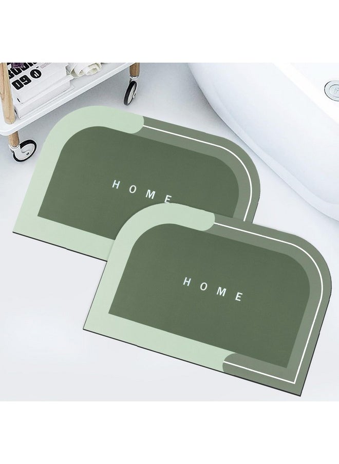 Story@Home Story@Home Door Mat Pack of 2 | Anti-Skid Nappa Leather Door Mats for Home | 40 X 60 cm | Essential Bathroom Mat | Solid | Long Lasting Entrance Mat for Living Room | Kitchen | Office (Green)  - Image 1