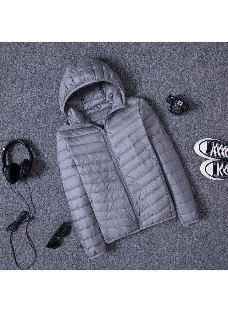 Generic Lightweight Short Casual down Cotton Jacket Mens Stand Collar Hooded Workwear plus Size Flame Retardant Spring 2023 Mens Outerwear Silver gray male hooded 