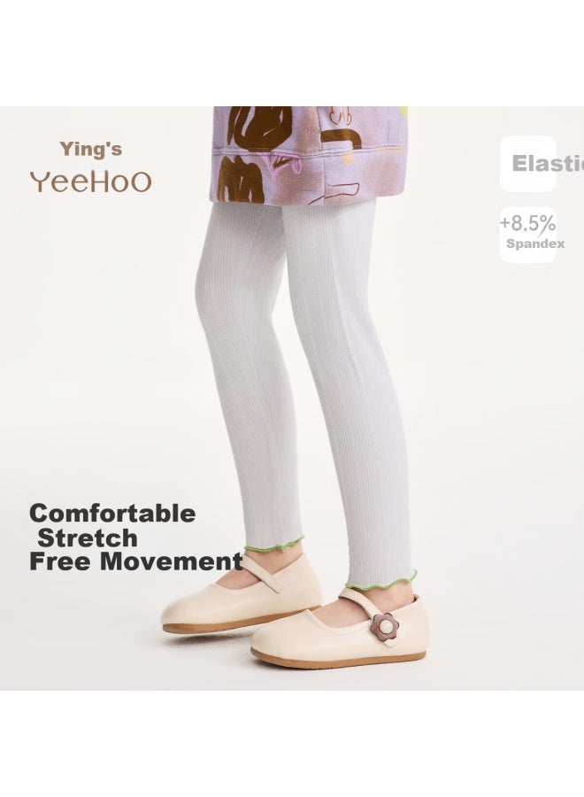 Yeehoo Girls' Leggings Children's Pants Slim Fit Stretch Casual Versatile Spring Light Gray Size 100