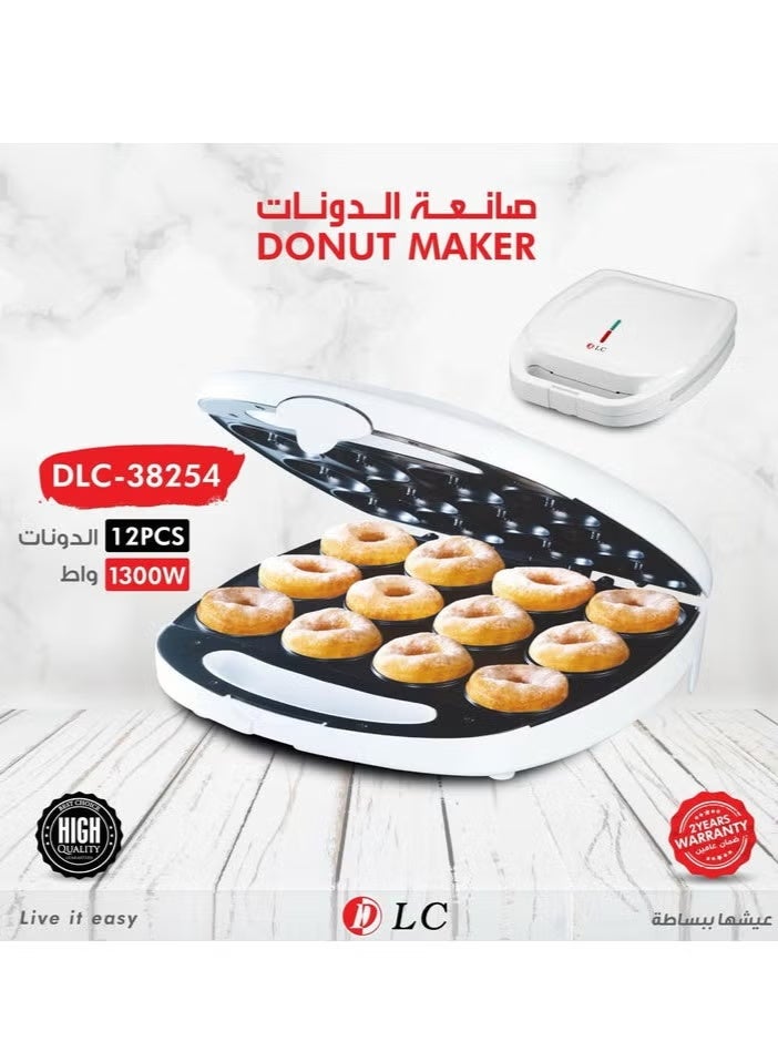 دي إل سي  صانعة الدونات الكهربائية، 12 فتحة، سريعة وسهلة، أطباق ساخنة غير لاصقة لخبز الوجبات الخفيفة في المنزل - Image 1