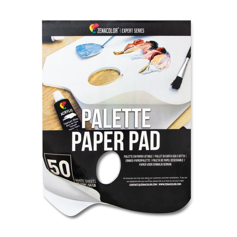 Zenacolor - Paper Palette Pad - 50 Removable and Disposable Sheets for Painters - 80gsm, 24lb - Paint Mixing Palette for All Paints (Oil, Acrylic, Watercolor,...) - Image 1
