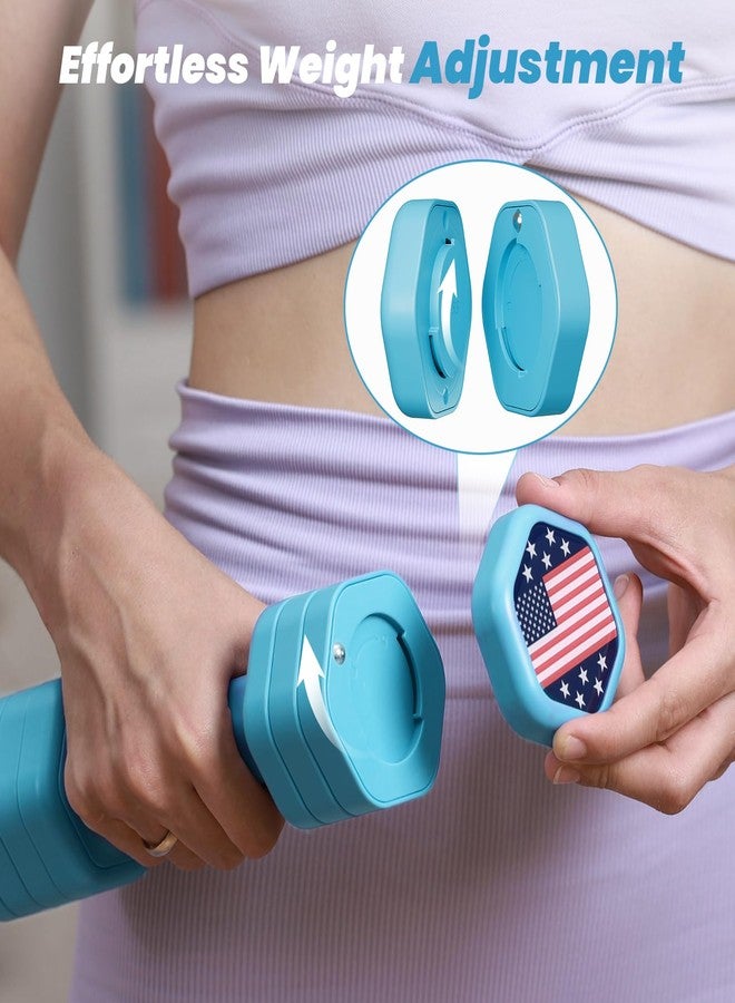 Zempox Adjustable Dumbbell Set of 2, Hand Weights for Women at Home, 5 lb Weights Dumbbells set of 2, Each 2lb 3lb 4lb 5lb with TPU Soft Rubber Handle for Home Gym Exercise Training, Blue - Image 4