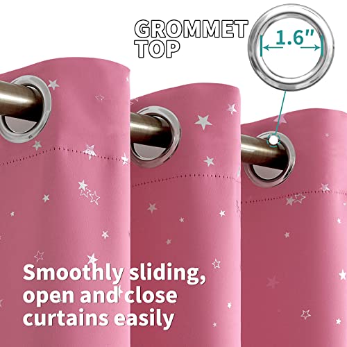 BGment Pink Blackout Curtains for Girls Bedroom, Sparkling Star Curtains Thermal Insulated Grommet Window Drapes for Dreamy Cute Princess Style Room Decor, Set of 2 Panels, 42 x 63 Inch - Image 5