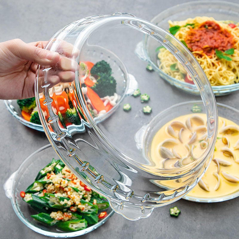 FEOOWV 1 Pack Round Glass Pie Pans for Baking Round Baking Dishes with Handles for Apple Pie Pumpkin Pie Salads(Clear 9in) - Image 5