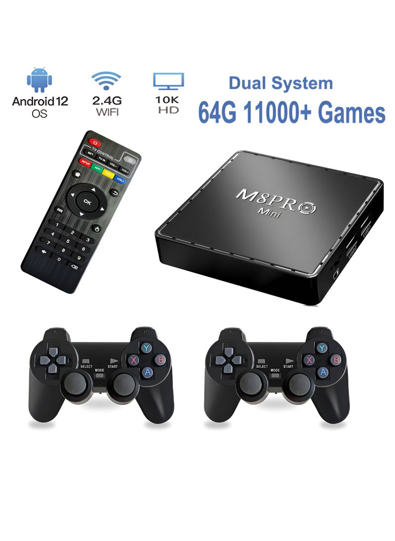 BORTONY - Retro Game Console M8 Pro Mini HD Game Box 64G Built In 10000 Games for PS1 SFC Wireless Gamepad Console for Android 12.1 TV Box - Image 1