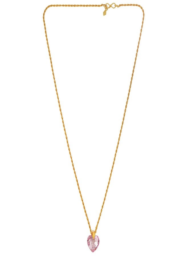 Morir Light Pink Heart-Shaped Design with Crystal Chain Pendant Necklace Valentine's Day Gift Romantic Love Jewellery for Girls and Women - Image 4