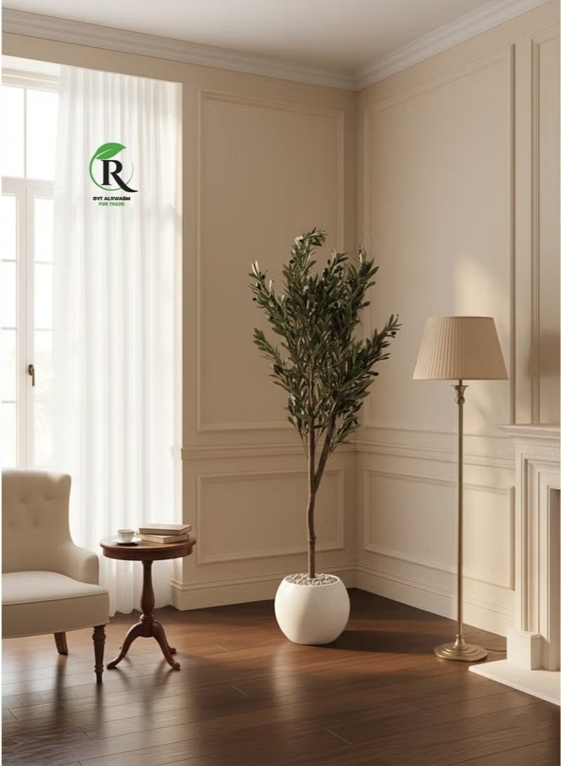 Al-Rawasem House A fruitful olive tree with a large, attractive female pot. Enjoy more elegance with sizes 180cm, 150cm, 220cm, and 100cm. - Image 3