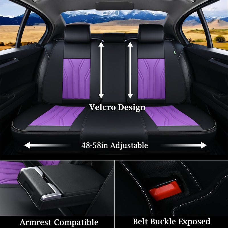 FLORICH Automotive Seat Covers, Seat Covers Full Set, Car Seat Protectors 5 Seats, Purple & Black Automotive Seat Covers Fit for Most Cars Trucks - Image 5