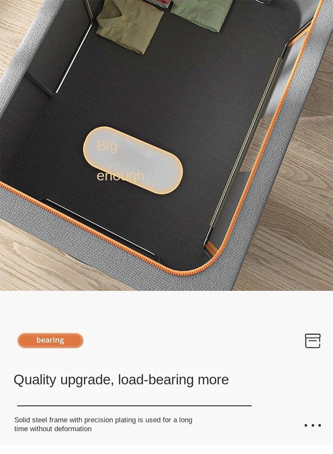 Bukela Double-Window Design Clothing Storage Box, Large Folding Wardrobe Organizer with Cotton-Linen Fabric and Steel Frame for Clothes, Bedding, and More - Image 3