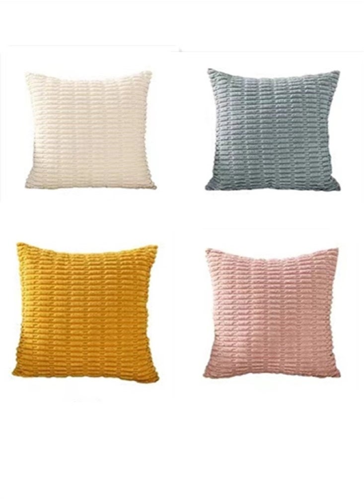 Kutis 4-Piece Decorative Cushion Cover Pillow Cases Corduroy Multicolor 45x45 Centimeter  - Image 1