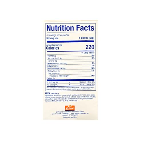 Brandt Zwieback Rusk | Sweetened Crispy Bread | Perfect for Teething Children | Enjoy With Sweet or Savory toppings | 8 oz each [Pack of 4] - Image 2
