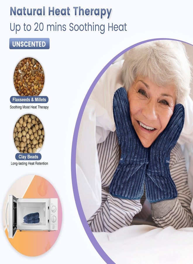 SUZZIPAD Heated Gloves for Arthritis Hands - Flaxseed Fill - Blue - Standard Glove Shape - Image 3