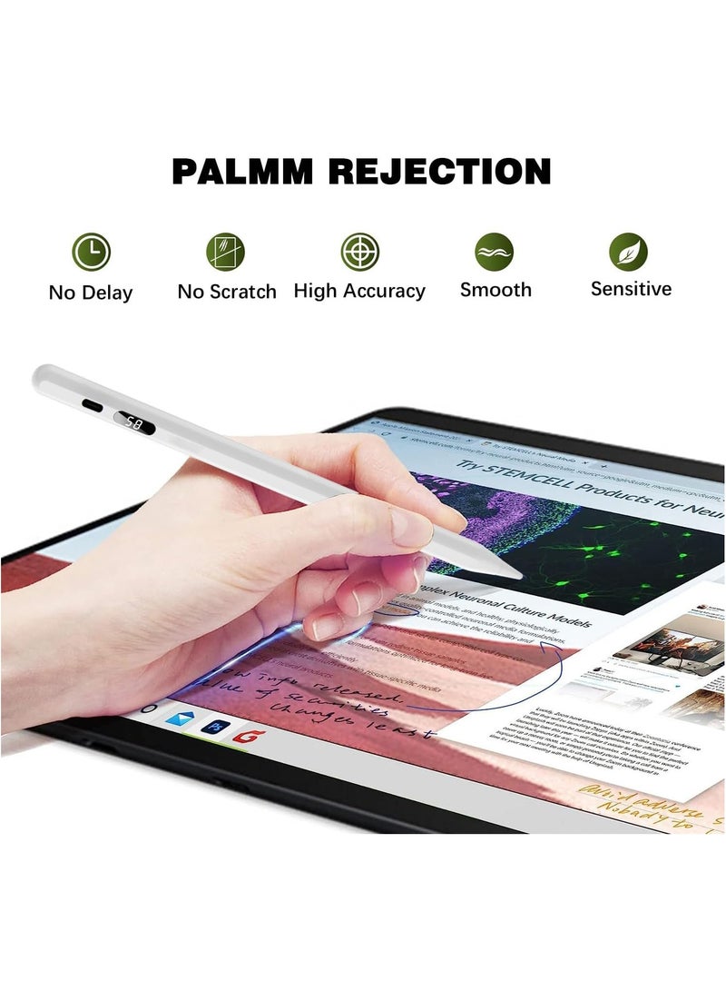 2018-2024 باد لمس القلم ، مع الملحقات المغناطيسية ، USB - C شحن سريع ، إمالة حساسية النخيل قمع ، أدى عرض الطاقة ، متوافق مع أبل آي باد برو 11 / 12.9  / M4 ، آي باد الهواء 3 / 4 / 5 / م 2 ، آي باد 6-10 ، آي باد ميني 5 / 6 أبيض - Image 3