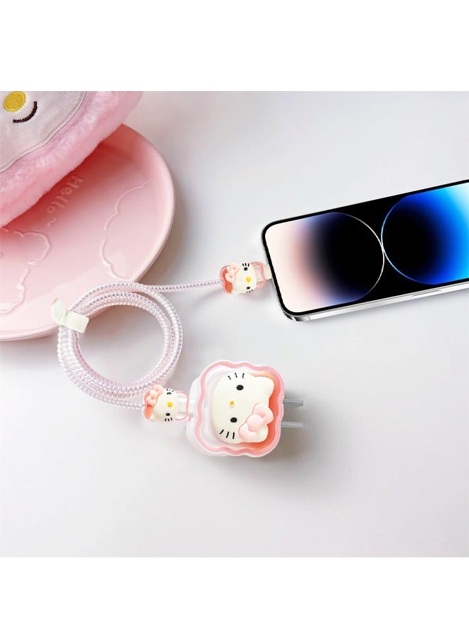 Hello Kitty Compatible with iPhone 20W USB-C Charger Cover Cute 3D Design Clear Soft Charger Protector Kawaii Cable Saver for iPhone 11 12 13 14 15 Pro Max Fast Power Adapter - Image 2