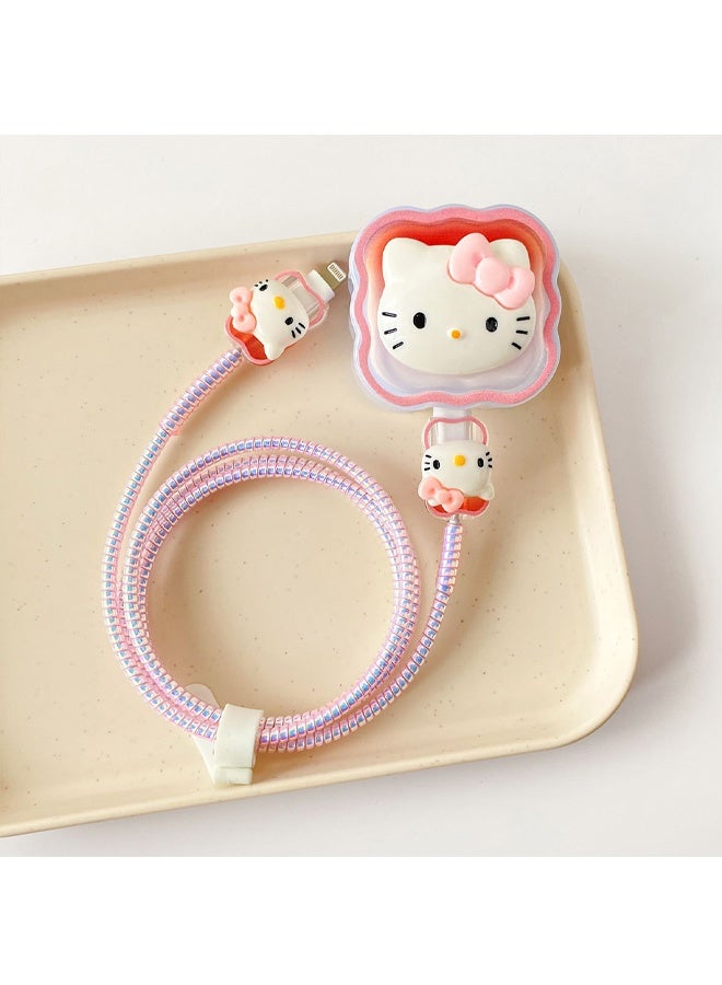 Hello Kitty Compatible with iPhone 20W USB-C Charger Cover Cute 3D Design Clear Soft Charger Protector Kawaii Cable Saver for iPhone 11 12 13 14 15 Pro Max Fast Power Adapter - Image 4