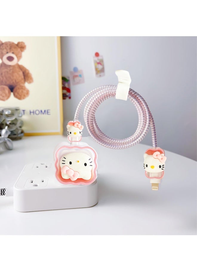 Hello Kitty Compatible with iPhone 20W USB-C Charger Cover Cute 3D Design Clear Soft Charger Protector Kawaii Cable Saver for iPhone 11 12 13 14 15 Pro Max Fast Power Adapter - Image 3