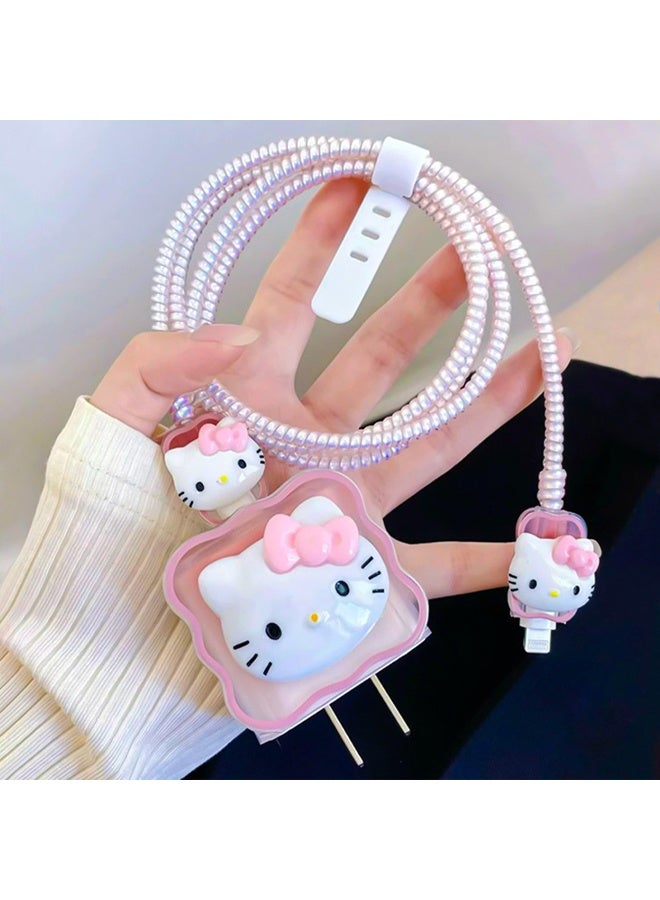 Hello Kitty Compatible with iPhone 20W USB-C Charger Cover Cute 3D Design Clear Soft Charger Protector Kawaii Cable Saver for iPhone 11 12 13 14 15 Pro Max Fast Power Adapter - Image 5
