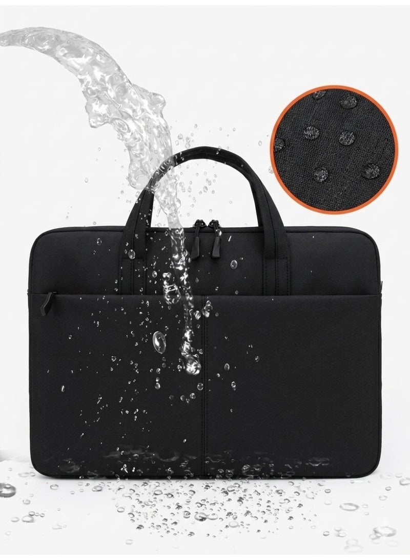 LAIAOCISI Laptop Bag for 15-16 Inch Laptops, Waterproof Canvas Notebook Case with Trolley Strap, Multi-Compartment Professional Business Briefcase for Men & Women - Black - Image 5