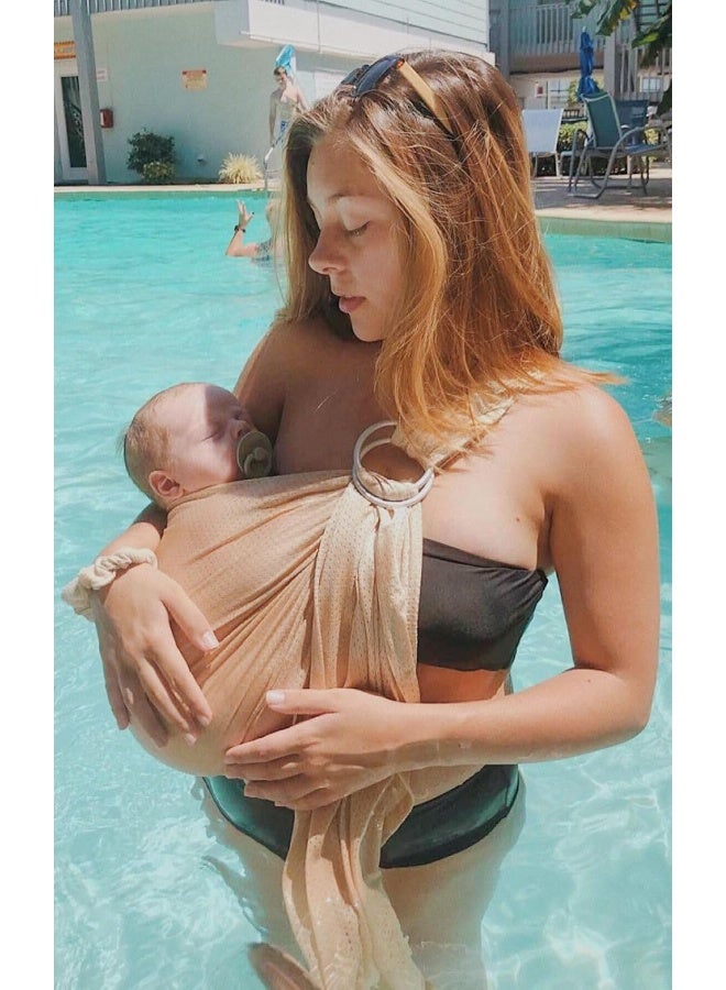 Vlokup Baby Water Ring Sling Carrier | Lightweight Breathable Mesh Baby Wrap for Infant, Newborn, Kids and Toddlers | Perfect for Summer, Swimming, Pool, Beach | Great for Dad Too Champagne - Image 4